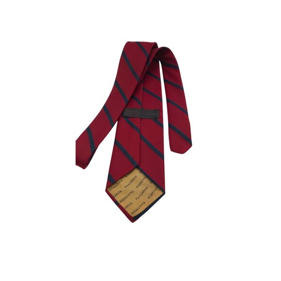 Pierre Cardin Red & Navy Striped Silk Tie Vintage Menswear - Picture 5 of 7